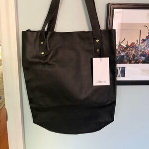 Liberté Black Leather Tote Bag